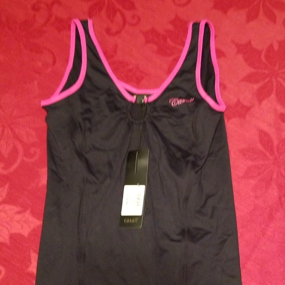 Casall Work Out Black Pink Trimmed Tank Small